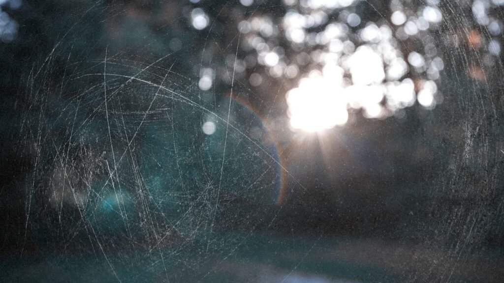 Soft focus, bokeh, view from old scratched window